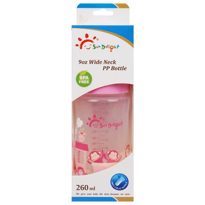 9oz 260ml breite Baby-Saugflasche des Hals-Bogen-pp.
