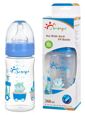 9oz 260ml breite Baby-Saugflasche des Hals-Bogen-pp.